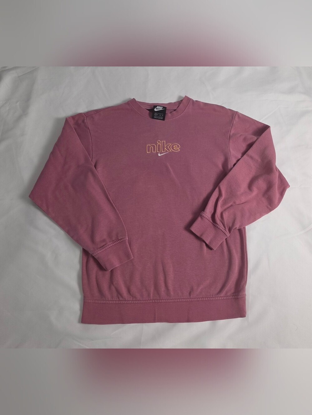 Nike Pink Crewneck Sweatshirt with Embroidered Logo XS